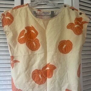 Sig Zane - medium anthurium Print Top with Button Details